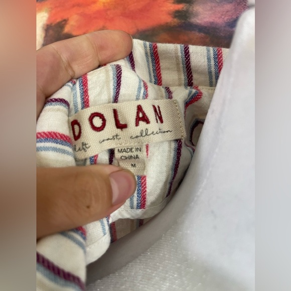 Dolan Anthropologie Striped Linen Summer Double Breast Blazer M career Office - Picture 5 of 8